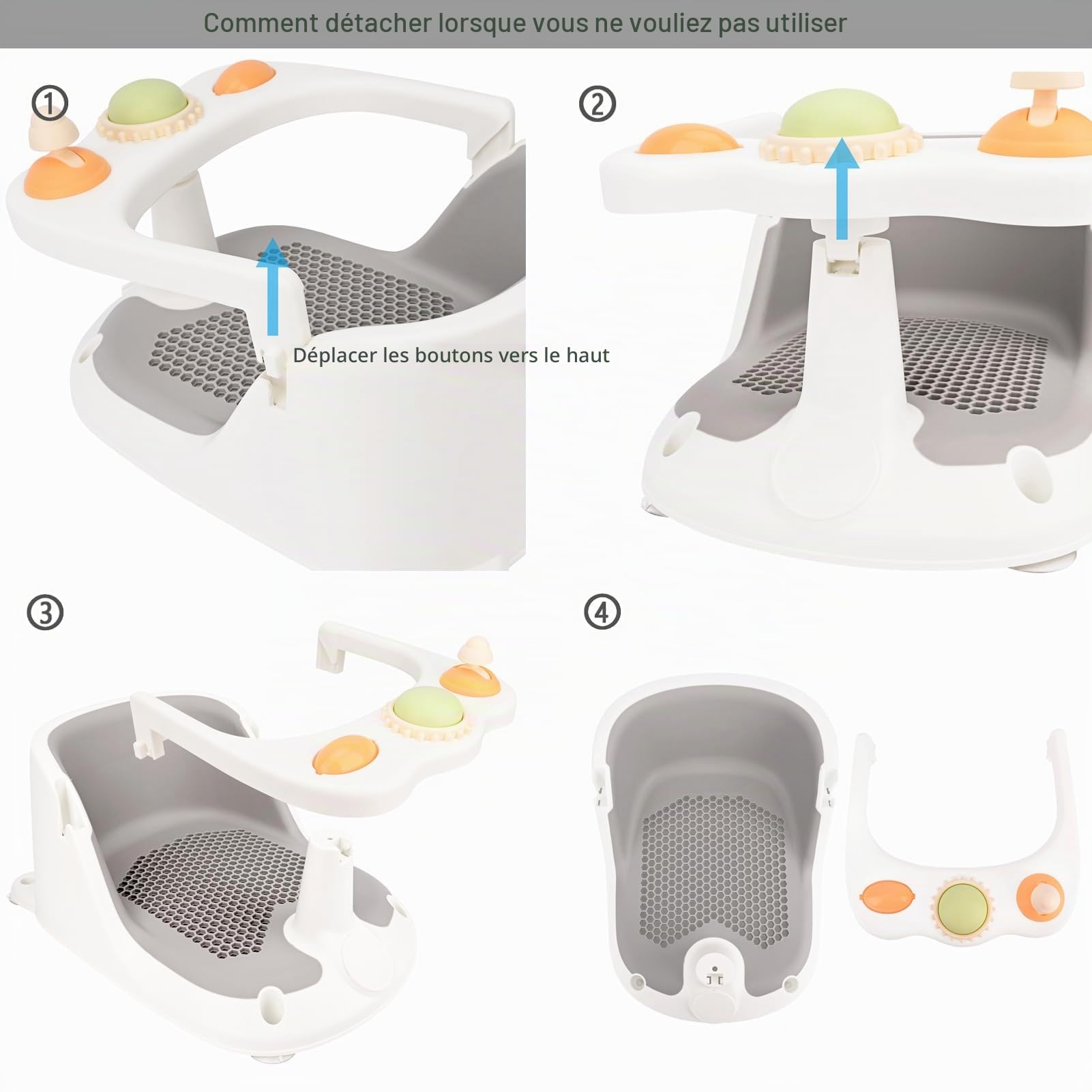 Bebamour Siège de bain bébé 6 mois+ enfant baignoire antidérapante siège de bain bébé avec jouets,A New Pink