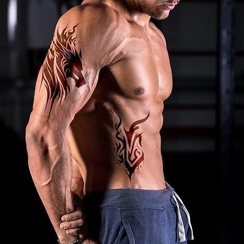 Miniatura 2 de Tatuajes temporales AWLEE impermeable vikingo tribal tótem  Tatuaje falso de larga duración para hombres y mujeres, 10 hojas