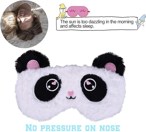 Miniatura 6 de Máscara para Dormir de Panda Tierna, Antifaz de Felpa Suave y Esponjosa, Máscara de Sueño de Animal Divertida y Novedosa, Cubierta de Ojos para