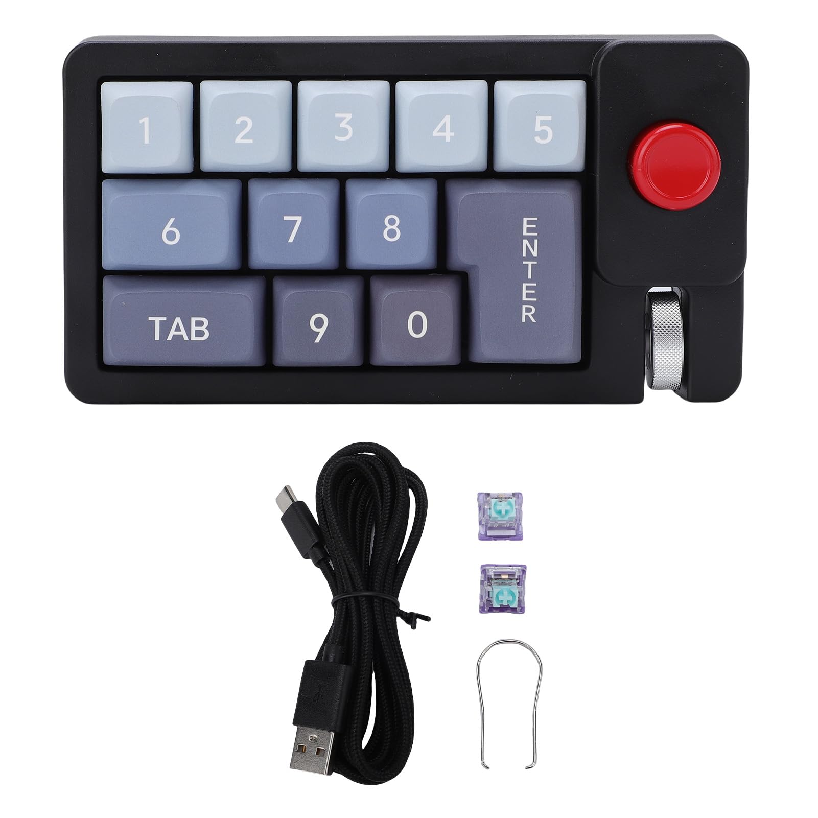 Asixxsix Pavé Numérique Mécanique, Clavier Macro USB Filaire 12 Touches avec Rétroéclairage RVB 12 Modes et Molette de Joystick, pavé Numérique Programmable Remplaçable à Chaud pour Mac (Black)