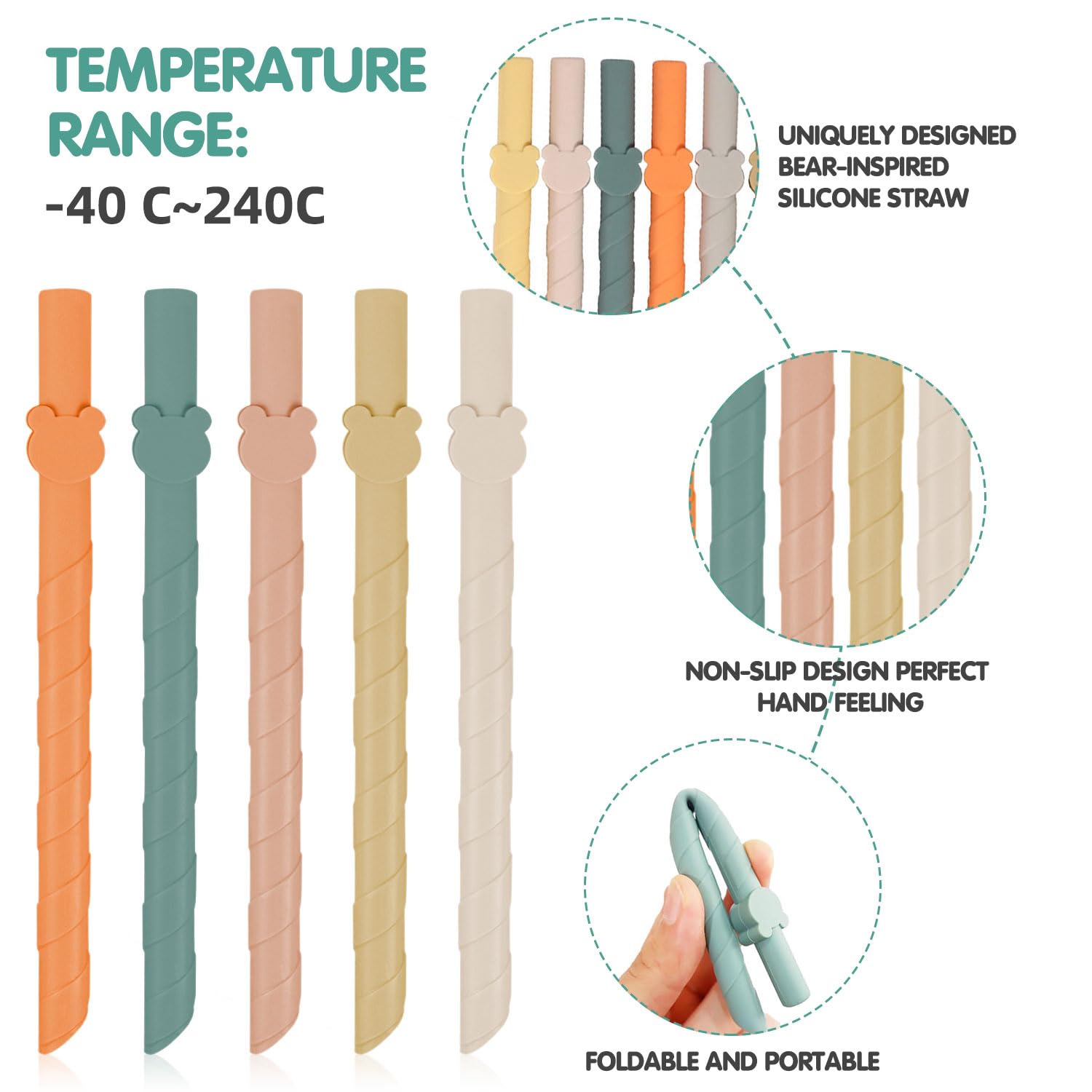 16 Cannucce In Silicone Riutilizzabili - Con Spazzolini Per Pulizia, Senza BPA, Per Bevande E Fest - Foto 12