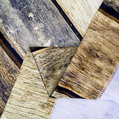Riyidecor Rustic Wooden Barn Door Curtains Rod Pocket Wood Plank Brown Barnwood Western Country Style Lodge Farmhouse Printed Living Room Bedroom Window Drapes Treatment Fabric (2 Panels 52 X 84 Inch) #TOP4