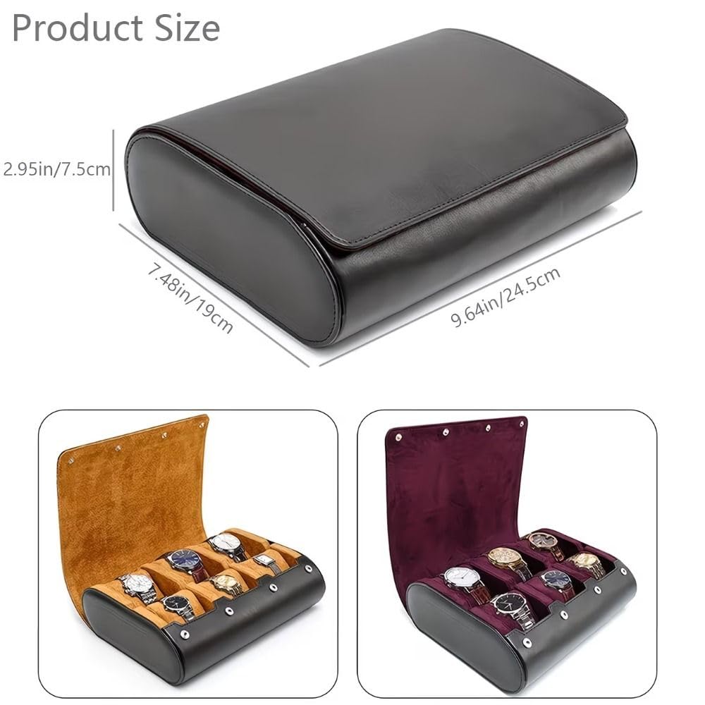 Caja organizadora de relojes de estilo clásico con 6 compartimentos