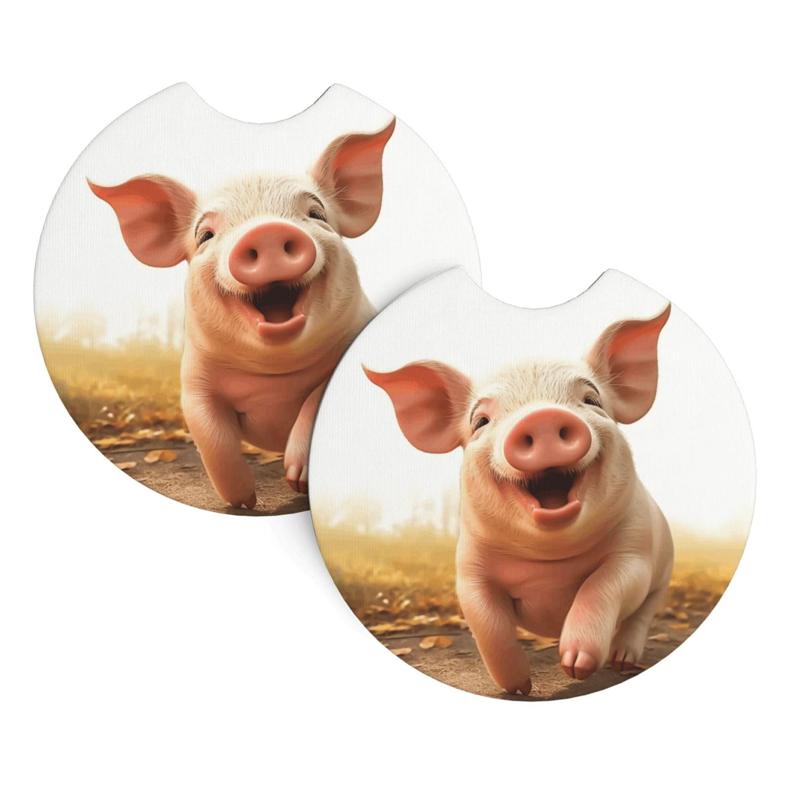 2PCS Car Coaster for Cup Holders Universal Auto Cup Mat Smiling Cup Coaster Pad 2.7" Waterproof Neoprene Non-Slip Cup Holder Coasters Car Interior Accessories for Women Men