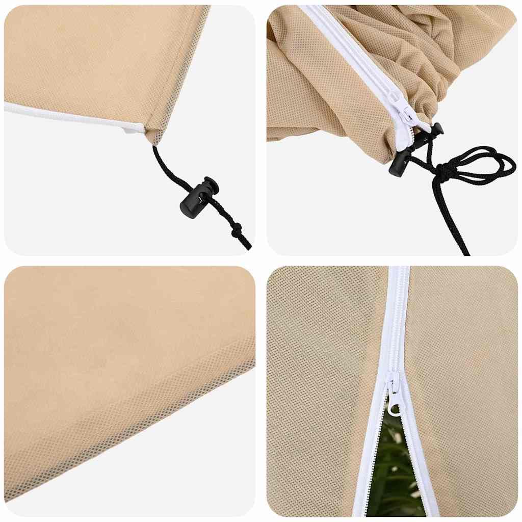 Copertura antigelo per piante in tessuto non tessuto con cerniera, 3 pezzi, beige, 2,5 x 3,14 m, riutilizzabile, per piante da esterno, coulisse per una presa sicura, pratica protezione