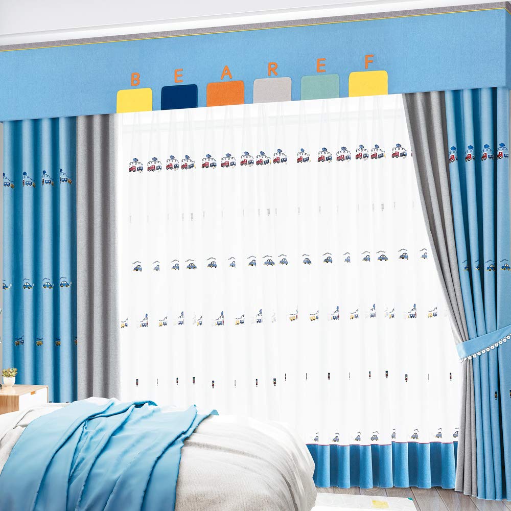 Lactraum, tende per cameretta dei bambini, modello Principessa, ricamate con unicorno, corona, nuvola e arcobaleno, rosa, opache, con nastro universale, 300 x 245 cm
