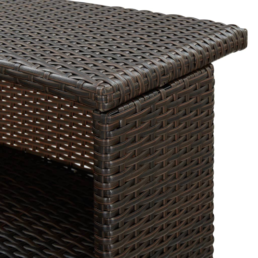 Set Bar da Giardino 3 pz con Cuscini in Polyrattan Marrone, Tavolo con Sedie, Tavolo Giardino con Sedie, Bancone Bar da Casa, Tavolo Bar con Sgabelli