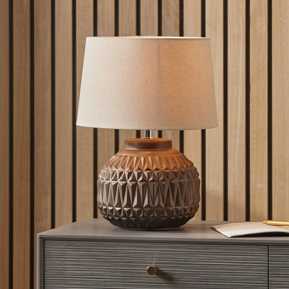 Pacific Lifestyle Bronze Aztec Texture Ceramic Table Lamp from B&Q