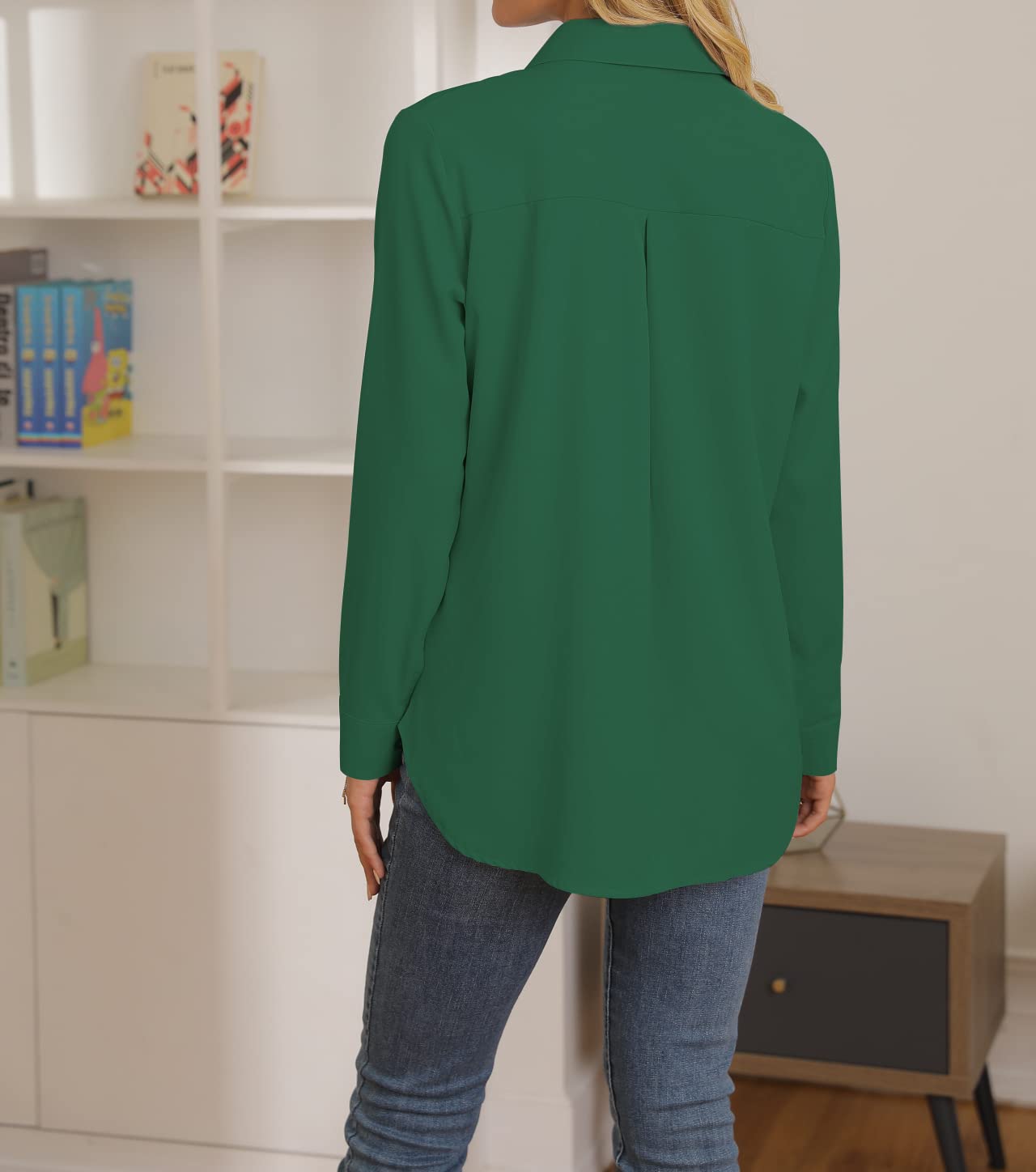 NONSAR - Chemisier élégant pour Femme - Col en V - Manche Courte - Décontracté - avec Boutons - Chemise Ample à Manches Courte pour Le Travail - Couleur Unie