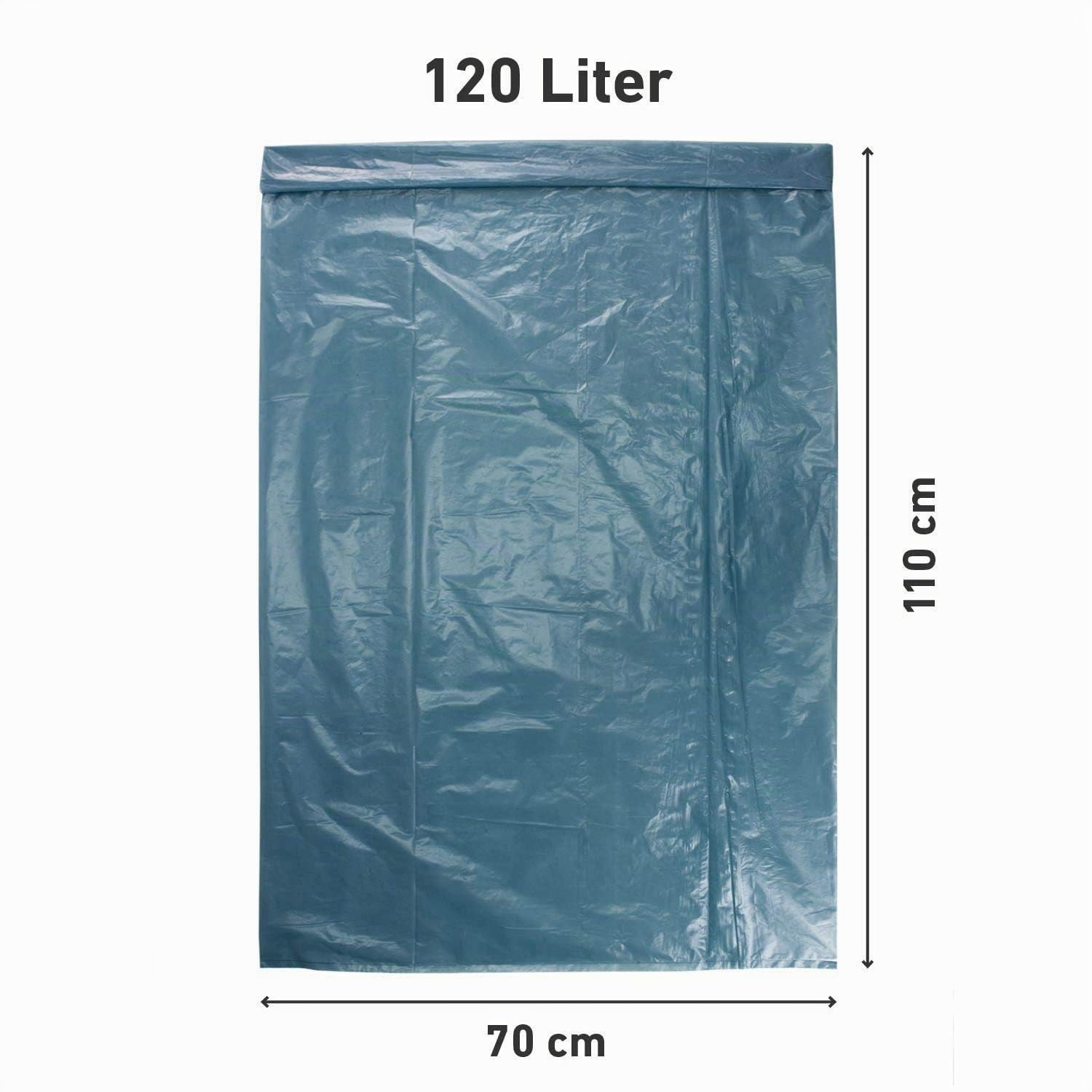 Recycelte Müllbeutel in Blau; reißfeste Müllsäcke 120l extra stark, Typ 100, gerollt, 150 Stk.