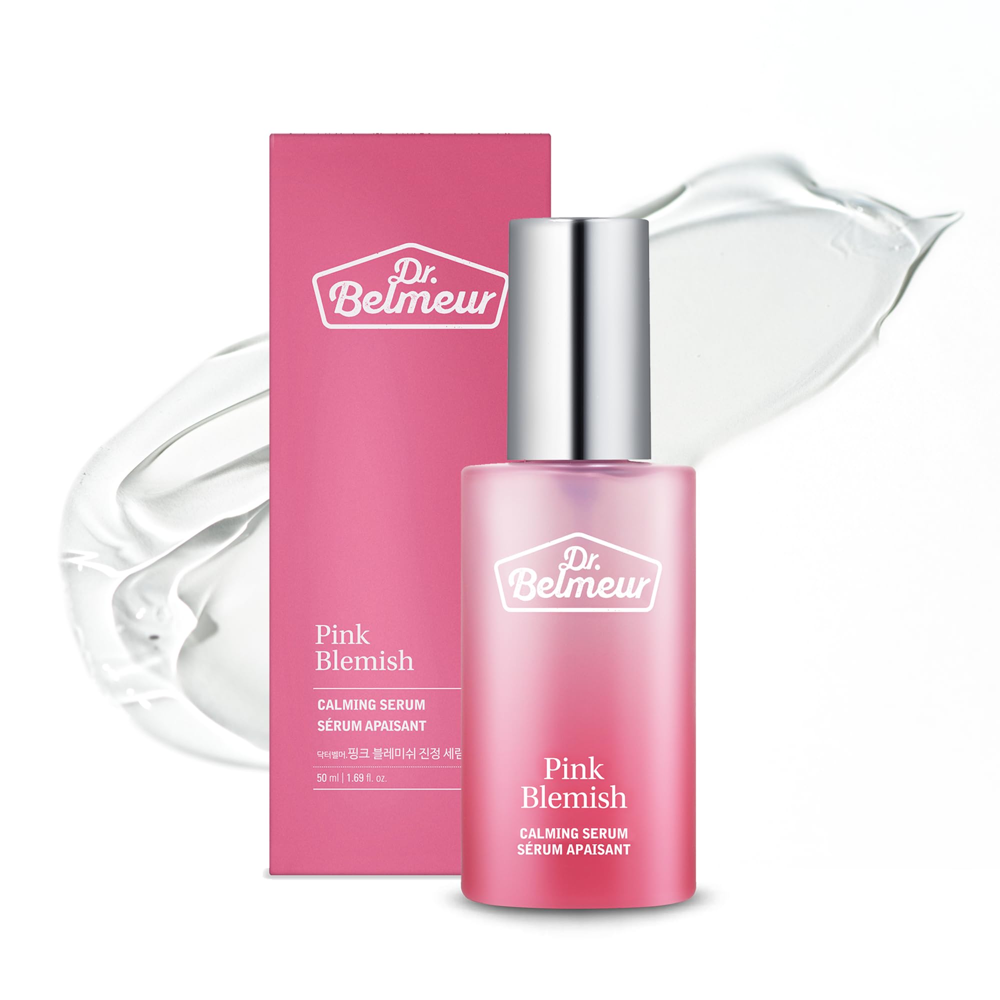 DR. BELMEUR Pink Blemish Calming Serum (1.7fl oz) - Hydrating, Soothing Korean Skin Care for Sensitive Skin. Vegan Hyaluronic Acid, Niacinamide.