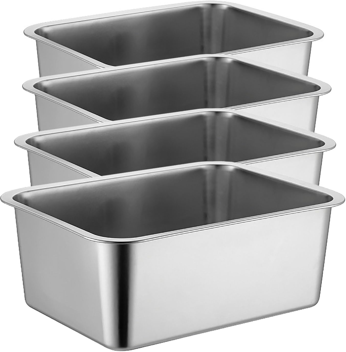 [4 - Piece Set] Stainless Steel Cat Litter Box Set, with Splash - Proof and Odor - Resistant Design, Easy to Clean, Sturdy and Durable, [FOXORU]