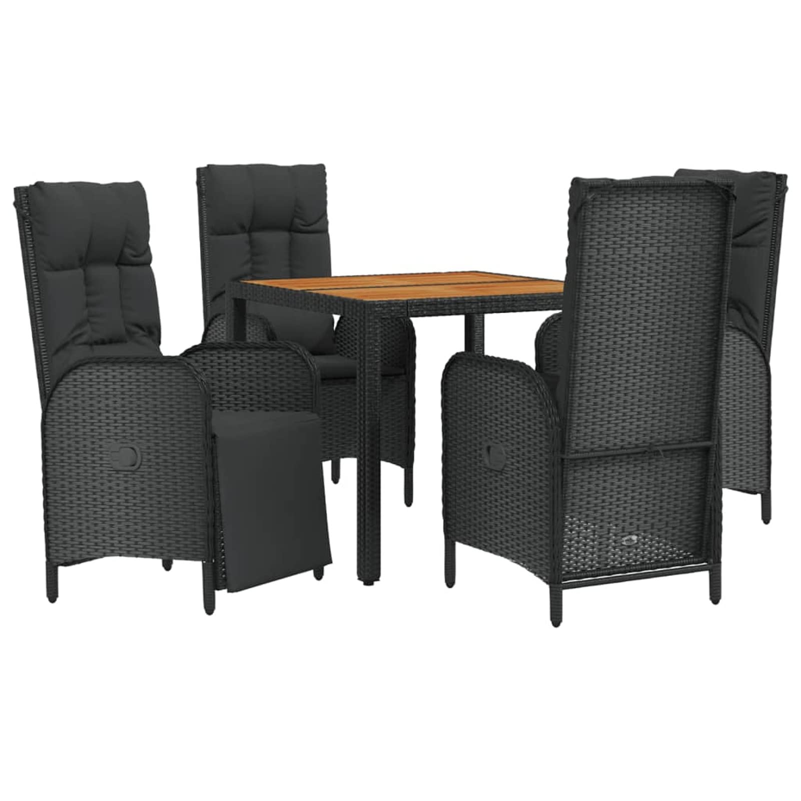 3185080 Set da Pranzo da Giardino 5 pz Nero con Cuscini in Polyrattan Testata in Legno,Testata Letto Matrimoniale Muebles Dormitorio Spalliera Letto Testiere per Letto Matrimoniale