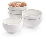 AntoKueh White 12.7cm/5 inches Ceramic Cereal Bowls, 460ml/16oz Small Bowls Set of 6 for Kitchen, Dessert, Dipping, Fruits, Snack, Microwave and Dishwasher Safe