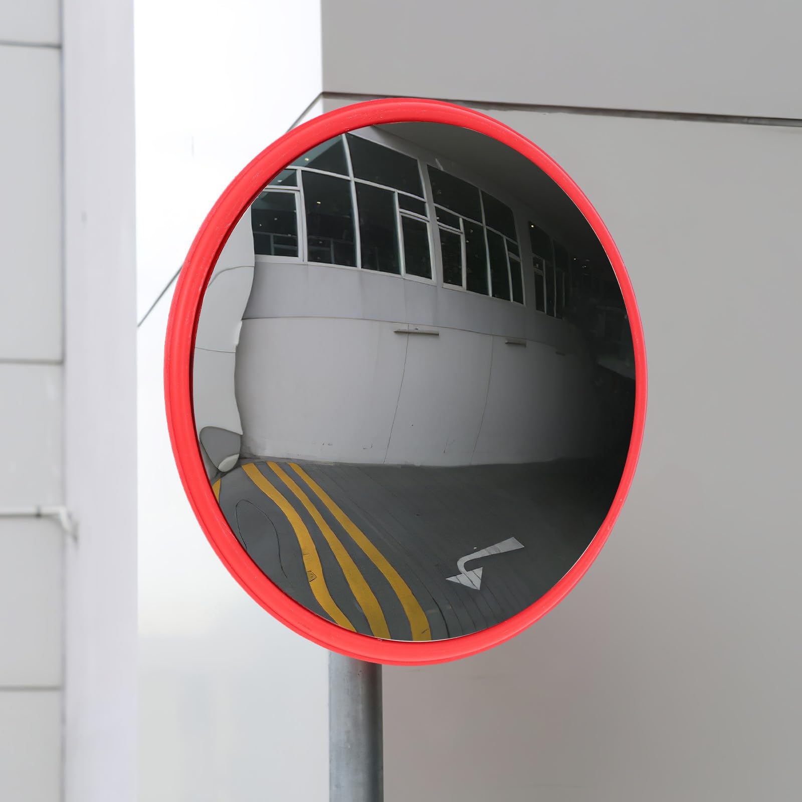 Healeved Espejo Convexo de Seguridad para Garaje y Parking Ángulo Amplio de 30 Cm, Material Abs y Pc, Fácil Instalación para Exteriores y Interiores