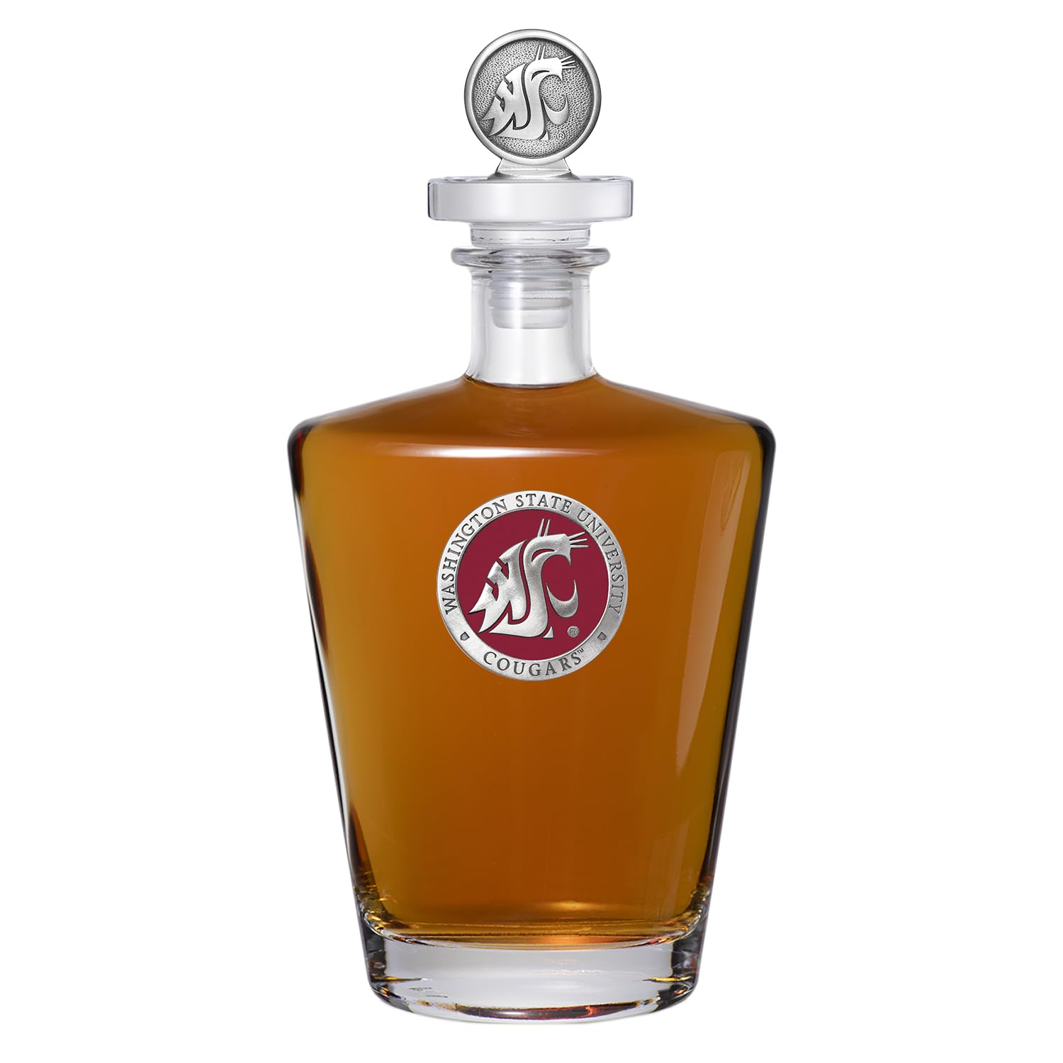 Heritage Pewter Washington State Royal Decanter with 3D Stopper | 30 OZ Liquor Pourer | Expertly Crafted Pewter Glass