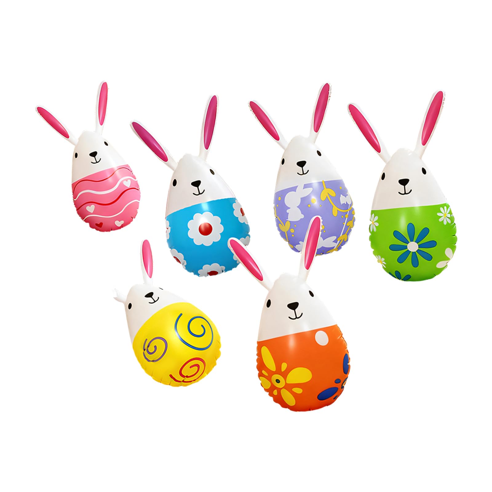 Hredyqw Pack Of 6 Inflatable Easter Eggs Outdoor Decorations Colorful PVC Party Supplies For Yard Garden Fence Tree