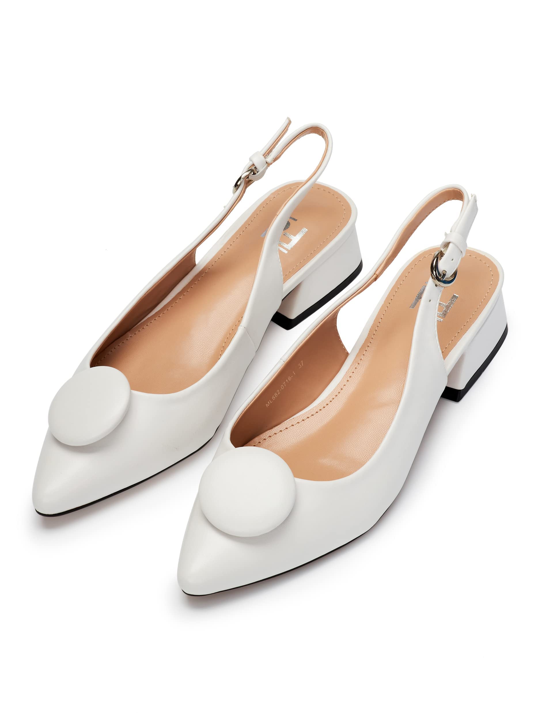 Scarpe con Tacco, Décolleté Donna, 4 cm Tacco Largo, Slingback, Nero/Bianco/Blu/Bordeaux/Nero/Gialla/Tortora/Beige, Similpelle, Ecopelle Scamosciata, Cinturino sul Retro, ML682-0716