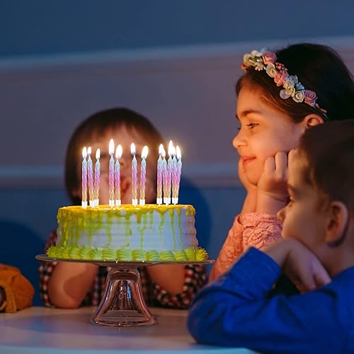 Miniatura 6 de Treela Velas de cumpleaños de 2.7 pulgadas con número arcoíris con 12 piezas de números arcoíris en espiral, vela de primer año para bebé, niña,