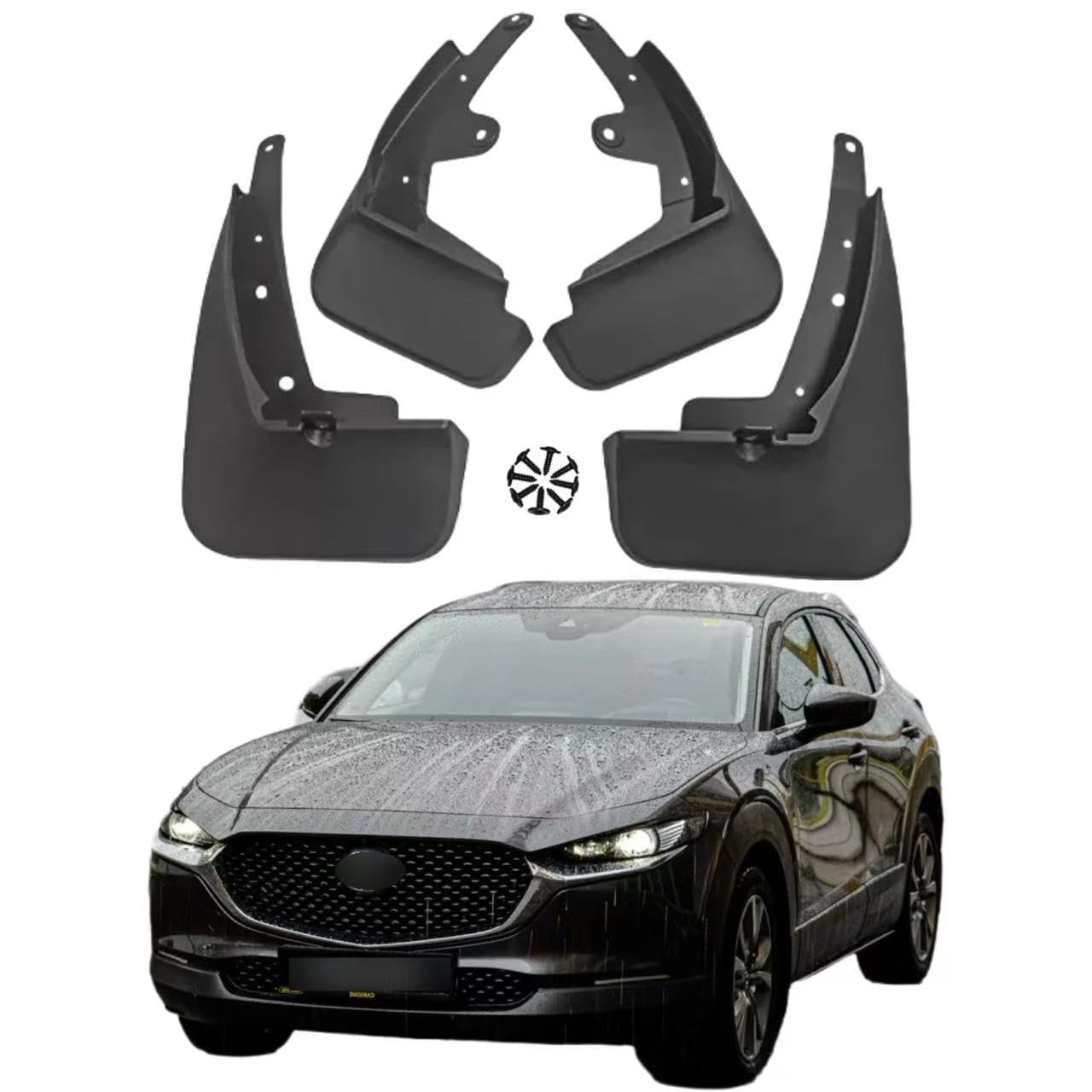 No Drill Mud Flaps Splash Guards Compatible with 2020-2026 Mazda CX-30, OEM Style Textured Black Custom Fit All Weather Exterior Accessories(4PCS)