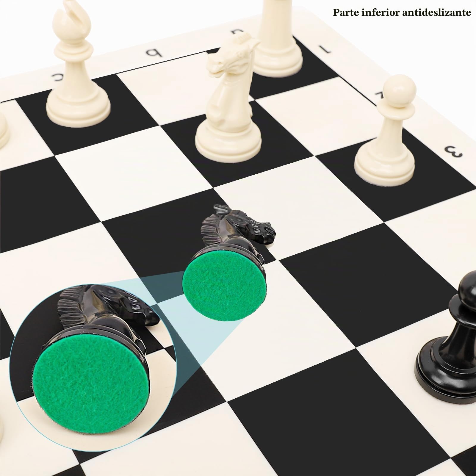 Juego de ajedrez – Tablero de ajedrez de silicona de 20 pulgadas, piezas de ajedrez Staunton ponderadas de altura King con 2 reinas adicionales, juego de ajedrez portátil profesional con bolsa de