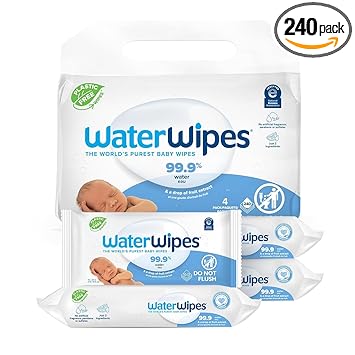 WaterWipes Baby Wipes, 99.9% Water and Fruit Extract, Pack of 4 (60 * 4= 240 Wipes)