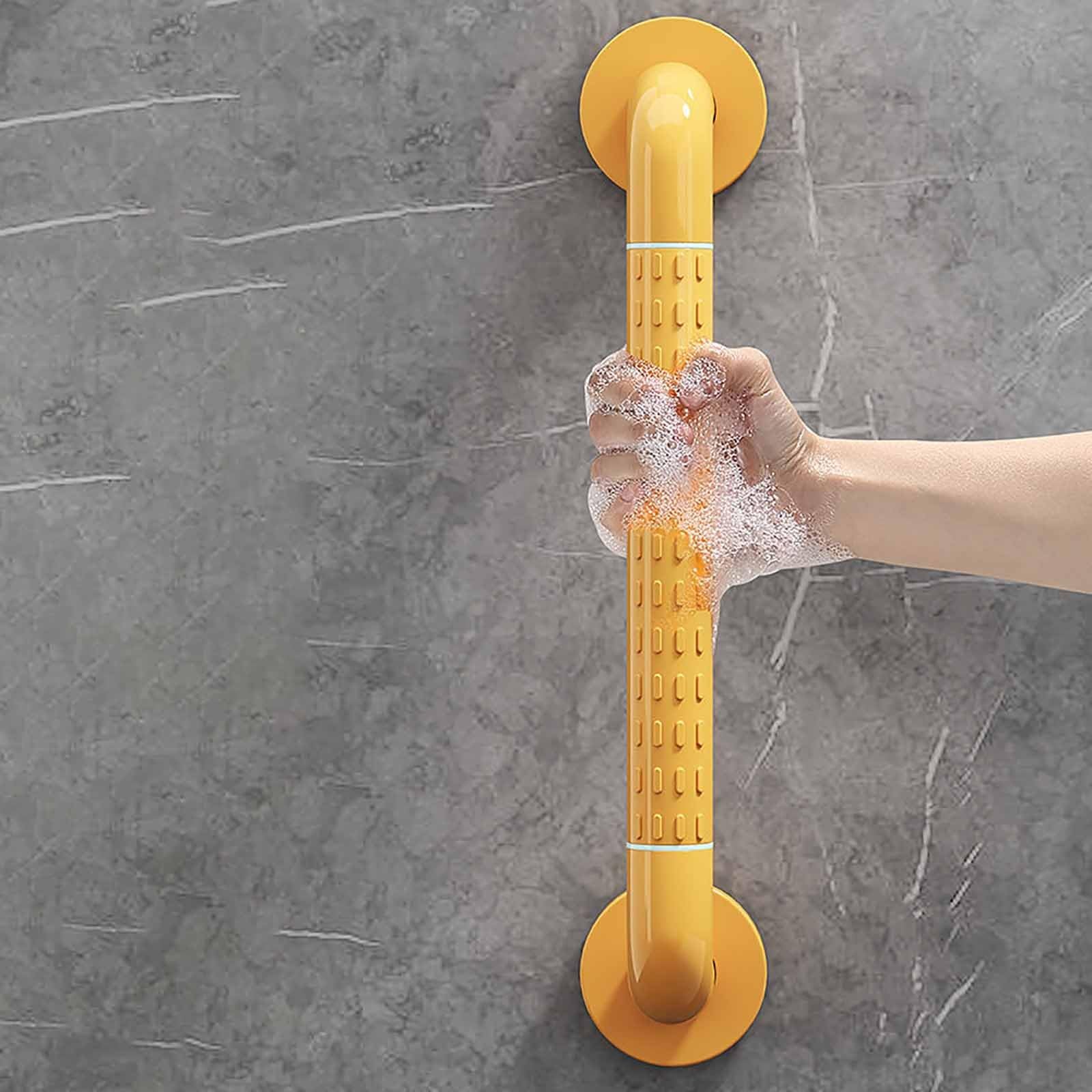 Barras De Apoyo para Bañera, con Agarre Antideslizante Texturizado Que Brilla En La Oscuridad, Barra Recta De Pared para Baño, Ducha Y Bañera.(Yellow,70cm)