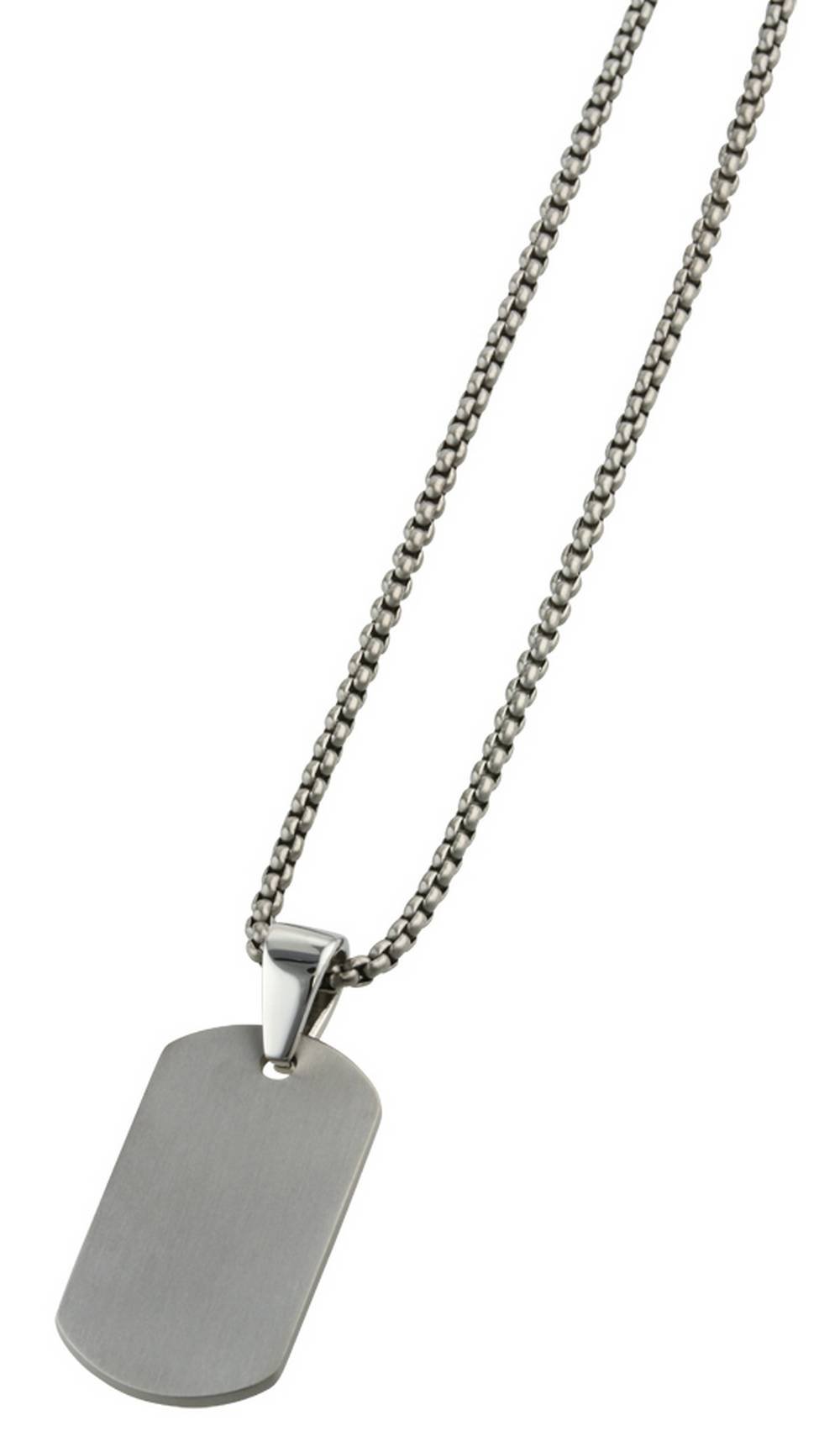 Ti2 Titanium Mens Dog Tag Pendant and Chain - Silver
