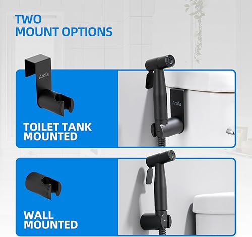 Miniatura 4 de Arofa Pulverizador de bidé negro para inodoro, rociador de chorro de mano ajustable a presión de agua musulmana con manguera de bidé, grifo de bidé