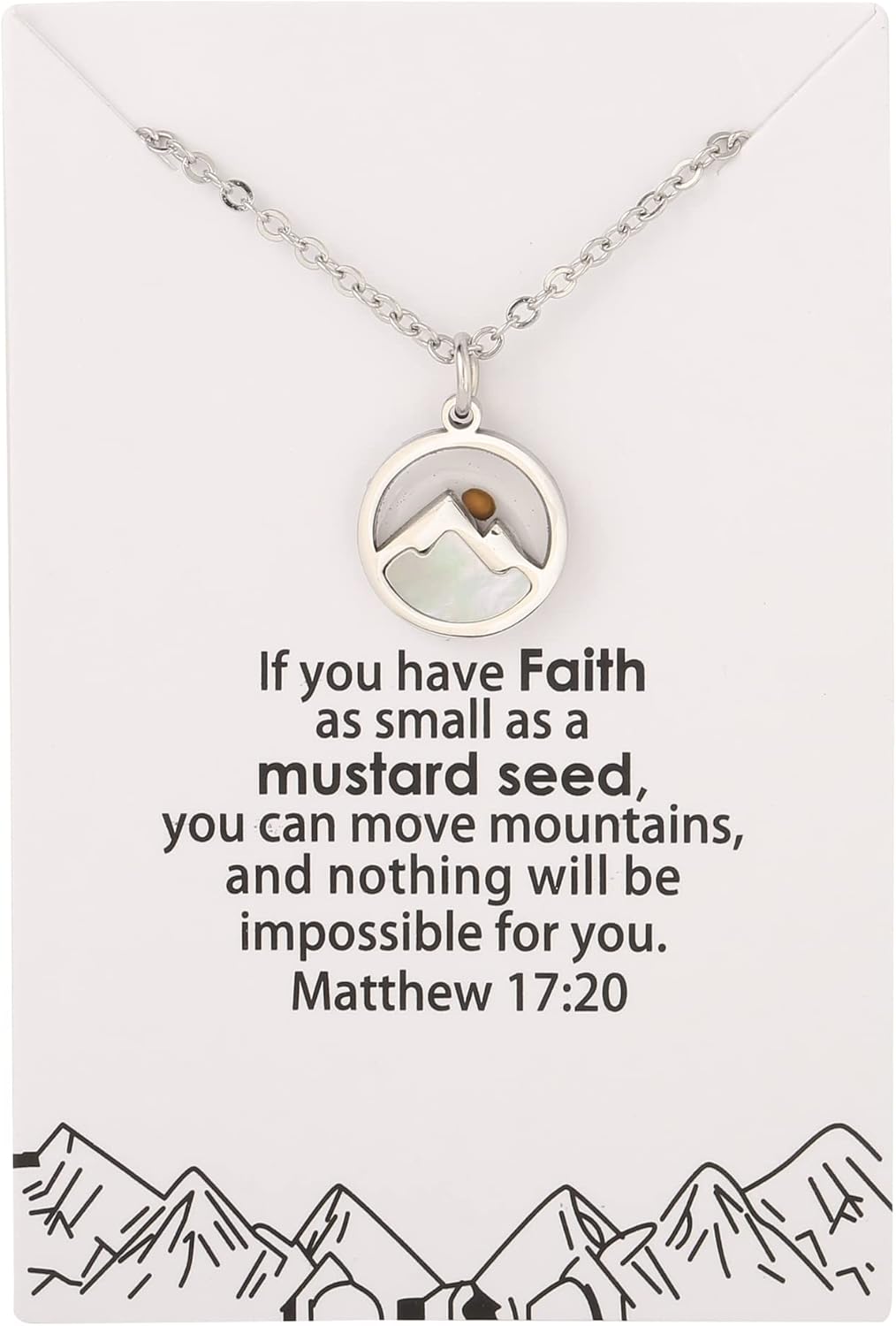 Mustard Seed Necklace - Faith for Women, Jewelry Christian Inspirational Gifts of Snowy Mountain Necklace, Dainty with Gift Card - Image 5