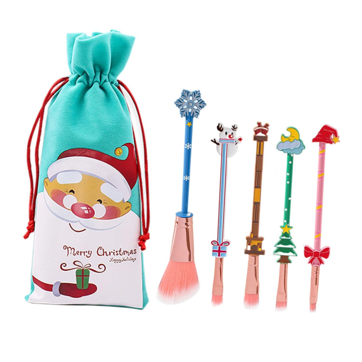 FRCOLOR 15pezzi Pennelli Makeup Per Ragazze Strumenti Professionali Per Makeup Natale Con Design Unico e Chic Per Ombretto Fondotinta e Blush