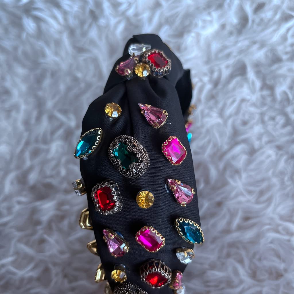 Baroque Boho Rhinestone Crystal Headband Diamond Pearl Wide Hair Hoops Fashion Vintage Velvet Beaded Hairband for Women Girls (Black3) : Beauty & Personal Care
