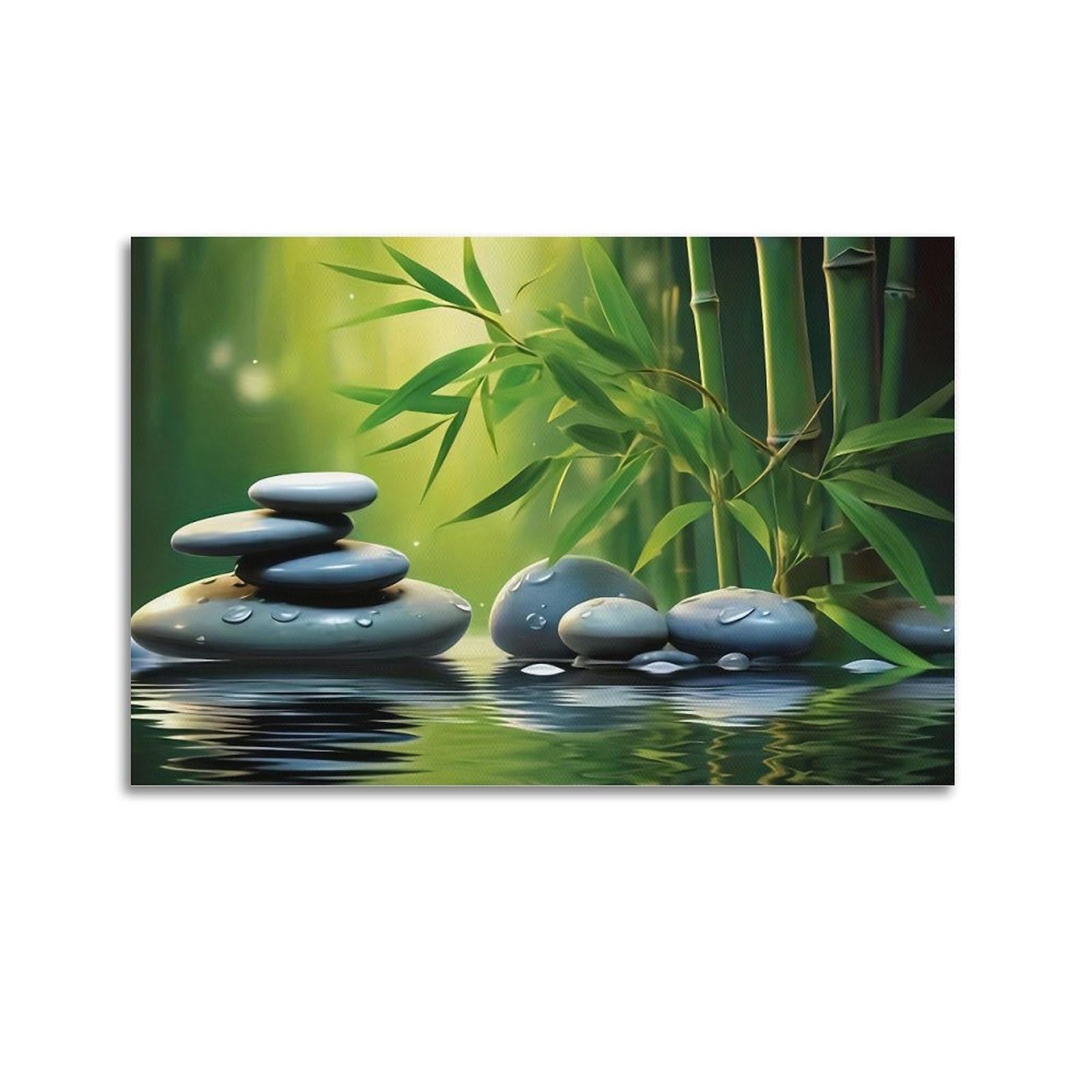CPGLJD Zen Stones Poster Yoga Meditation Tranquil Bamboo Stone Shadow Poster Decorative Painting Canvas Wall Posters And Art Picture Print Modern Family Bedroom Decor Posters 24x36inch(60x90cm)