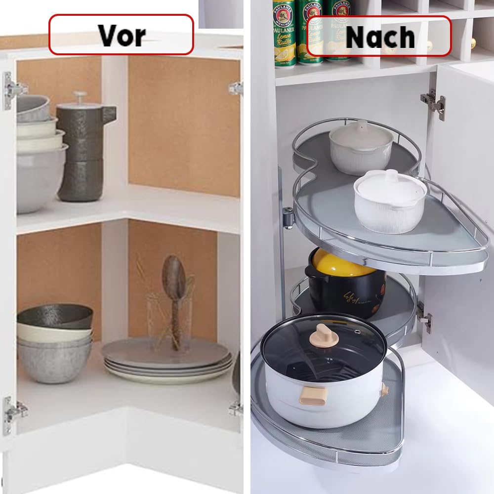 TMY Magic Corner Eckschrank Organizer Höhenverstellbarer Rechts 1000 mm | Ausziehbare Schublade Küche, Auszug Küchenschrank Soft-Close-Funktion, Teleskopschublade Ausziehbar für Küchen Schrank
