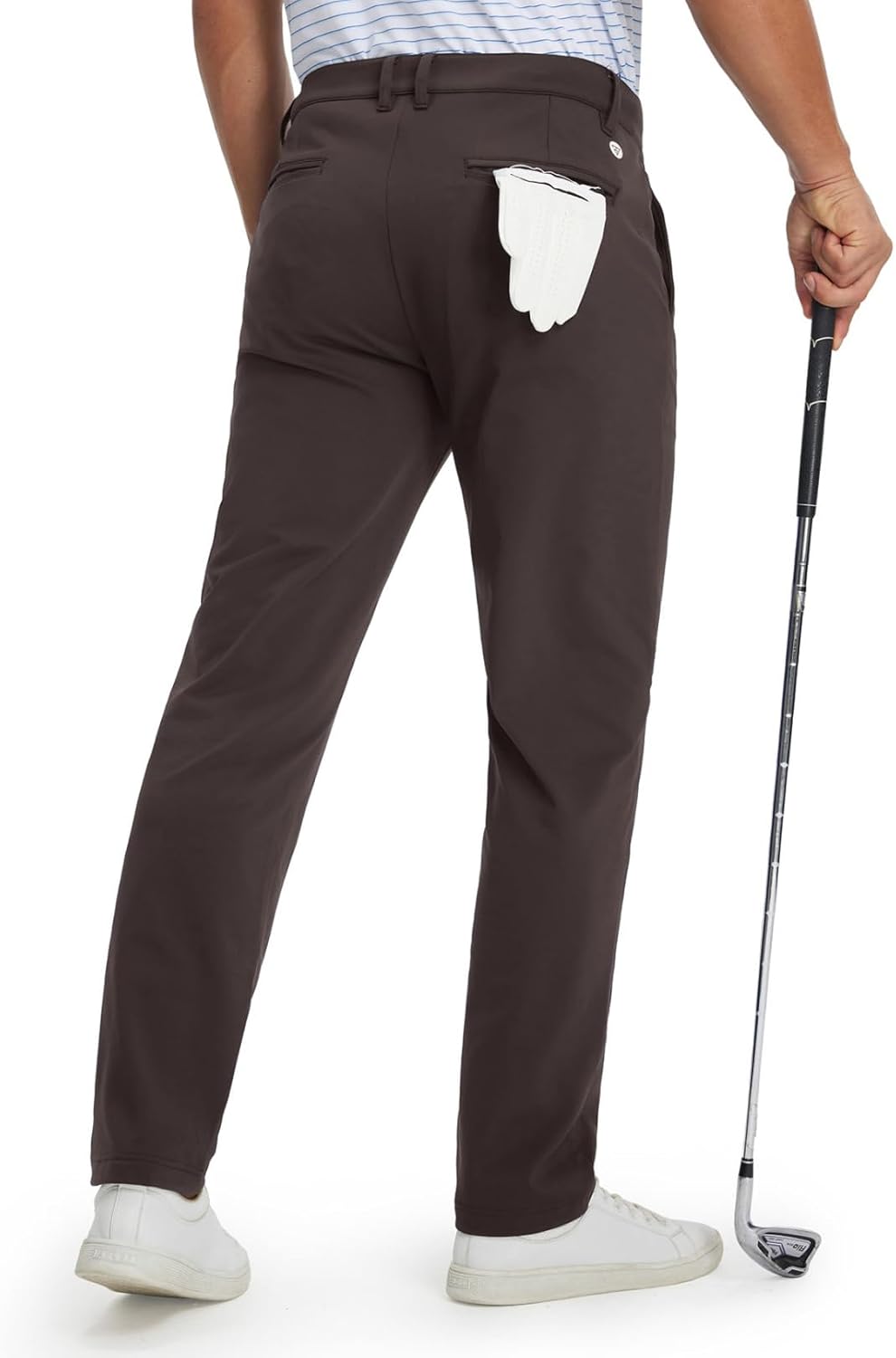 M MAELREG Golf Fleece Lined Pants Men Lightweight Water-Resistant Casual Flat Front Workout Hiking Winter Dress Pants for Men
