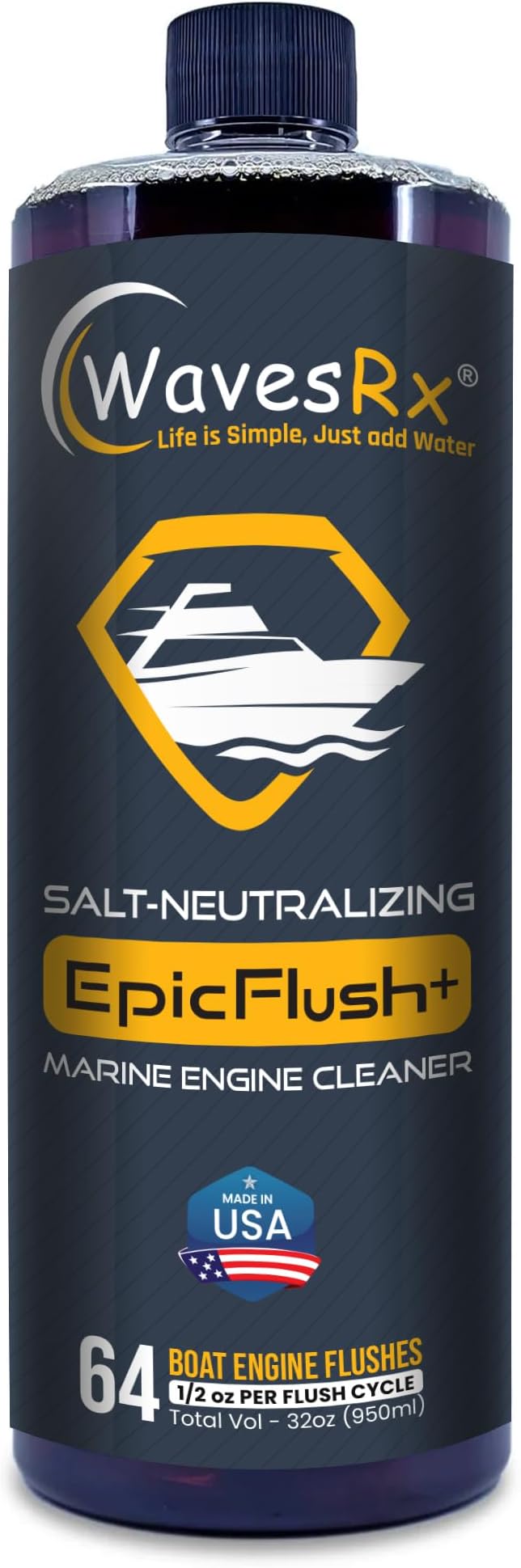 Salt-Neutralizing Boat & Jet Ski Motor Flush + Protectant (EpicFlush+) | Marine Engine Cleaner - Removes Salt Deposits & Rust | Protective Coating - Prevents Salt Buildup & Prevents Corrosion