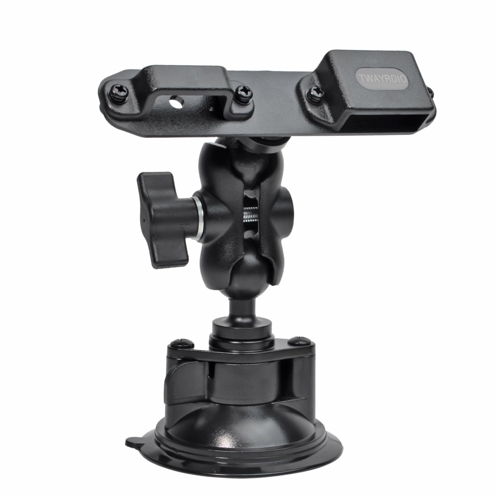 TWAYRDIOWindshield or Dash Mount for Handheld Radio and Mic, Adjustable Angle Suction Cup Holder Bracket for Motorola BaoFeng Retevis Yaesu Handhelds Two Way Radios Walkie Talkies