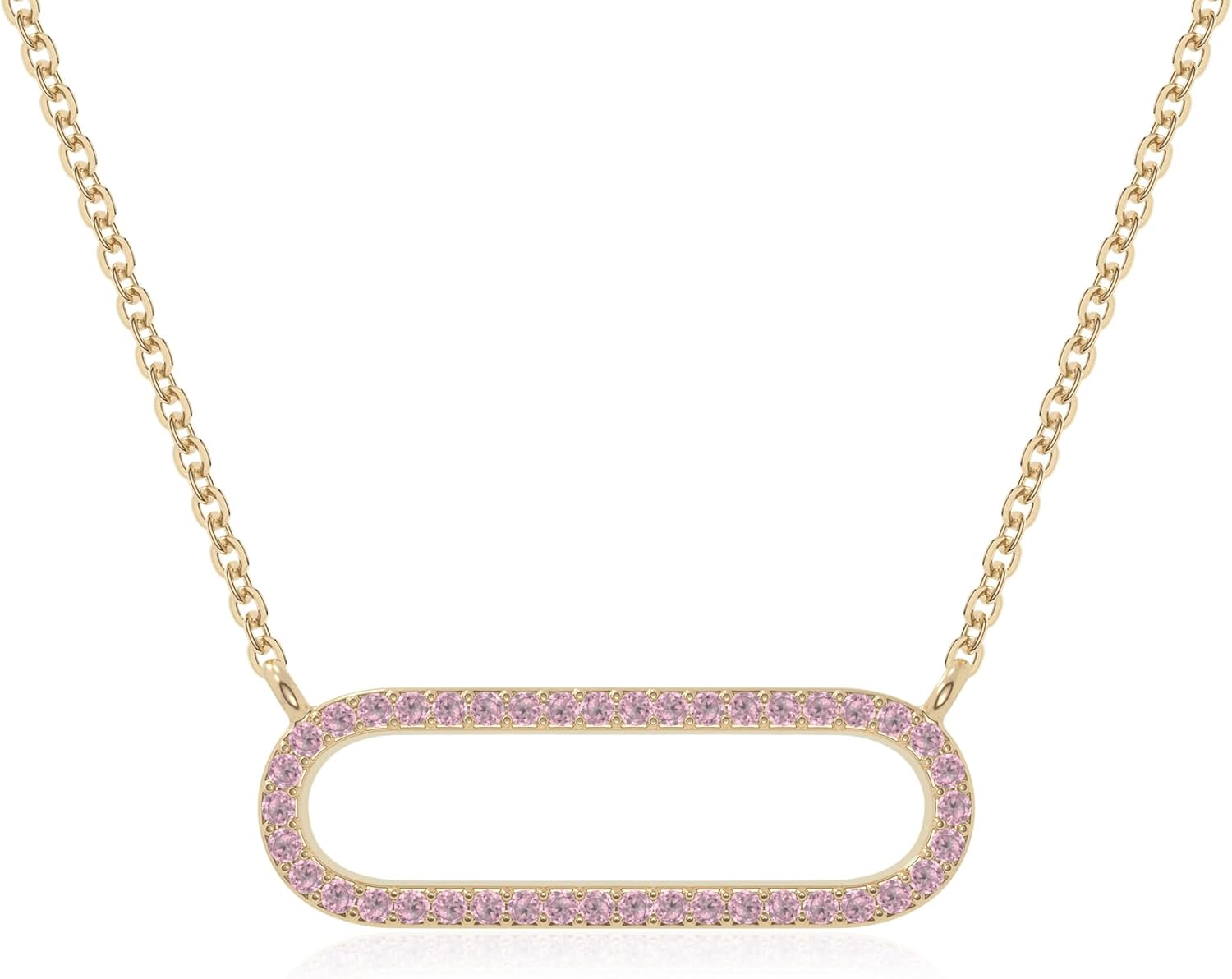 Natural Gemstone Paper Clip Pendant Necklaces for Women in Silver/18K Yellow/Rose Gold Vermeil, Birthstone Jewelry Gifts for Her Birthday,Anniversary,Christmas, Mothers Day,Graduation, Valentines