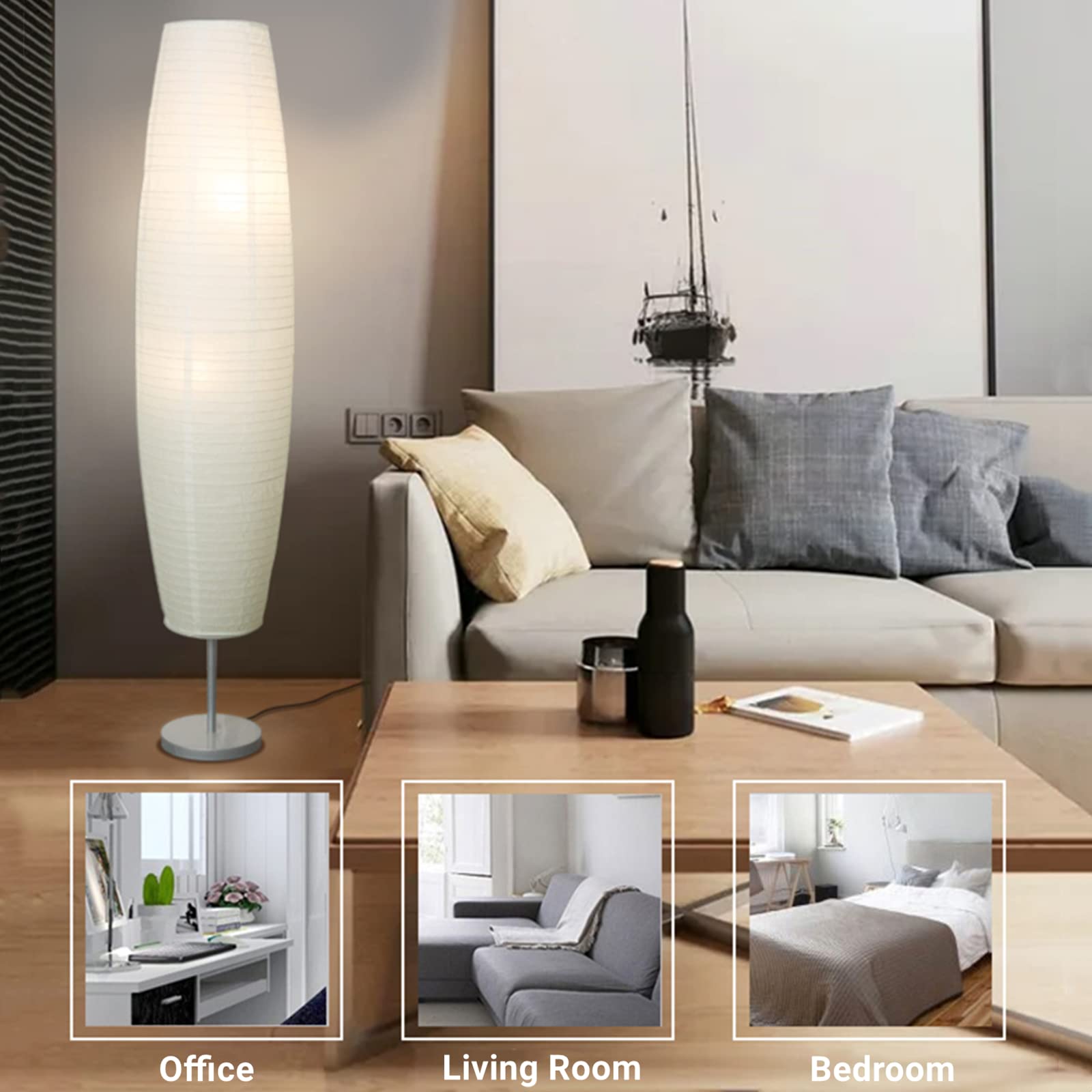 Paralume In Carta Di Riso Per Lampada Da Terra - Bianco, 110 Cm, Luce Calda E Diffusa