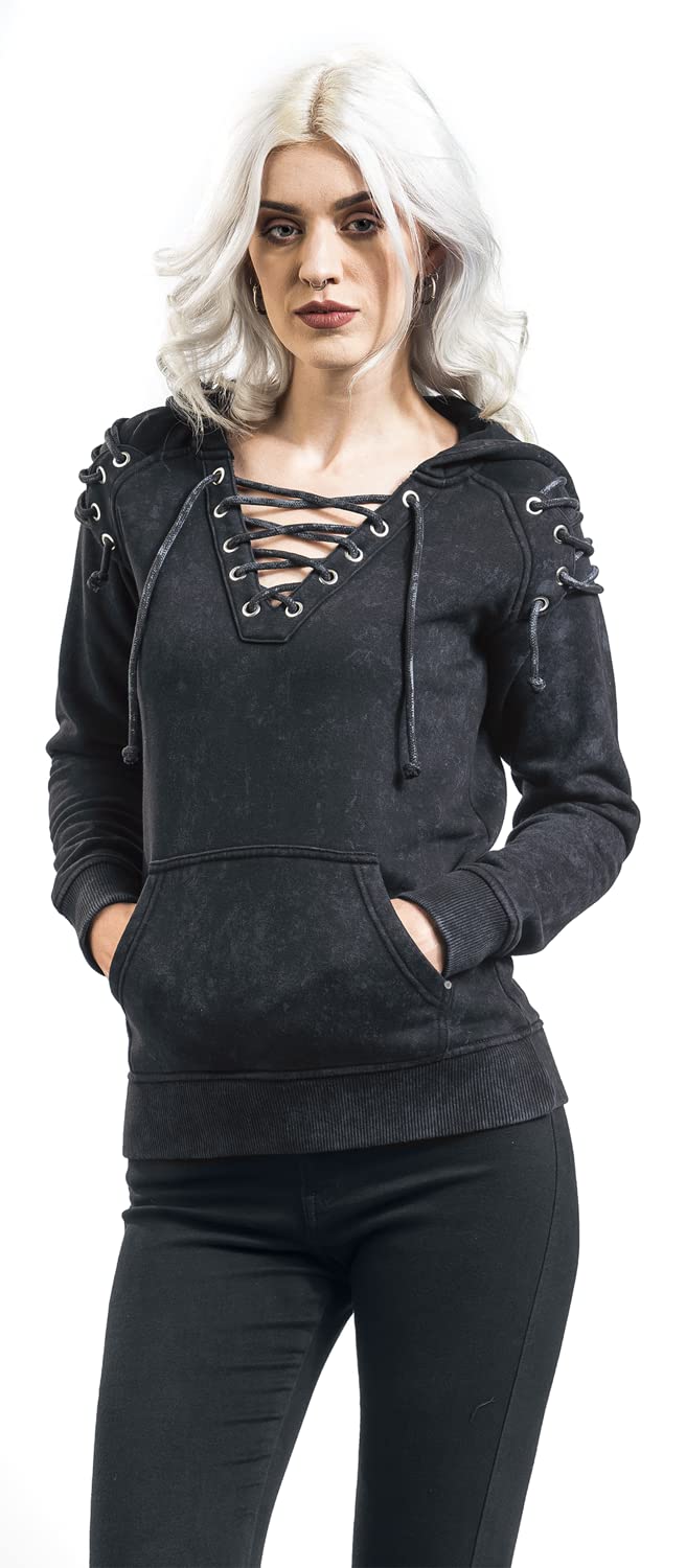 Rock Rebel by EMP Donna Maglione Grigio Scuro con Allacciatura