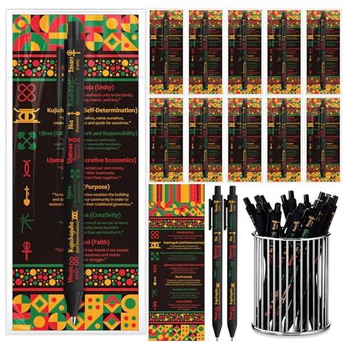 Tenceur 25 Sets Black History Month Pens Gift Bulk Seven Principles of History Honor...