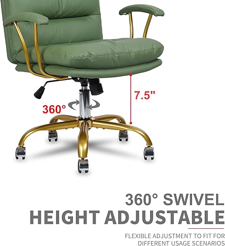 Miniatura 6 de KLASIKA Silla ergonómica de oficina para personas pesadas, sillas de escritorio con ruedas y brazos, silla de computadora de piel sintética para el