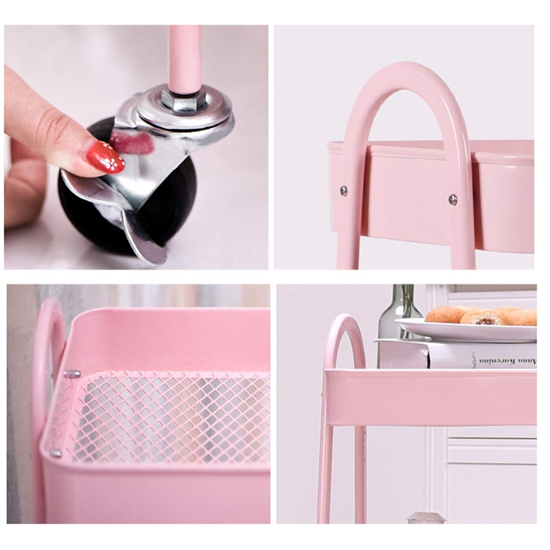 ZYFA Carrello Cucina a 3 Piani Servizio,con Rotelle Bloccabili, Scaffale Portaoggetti Mobile in Acciaio,Carrello Portaoggetti Multiuso, Carrello Salvaspazio, Scaffale Rete Metallica Contenitori