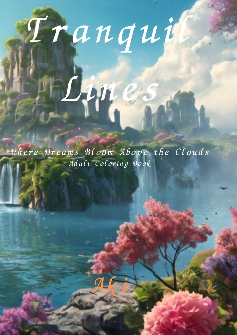 Tranquil Lines: Where Dreams Bloom Above the Clouds:Adult Coloring Book