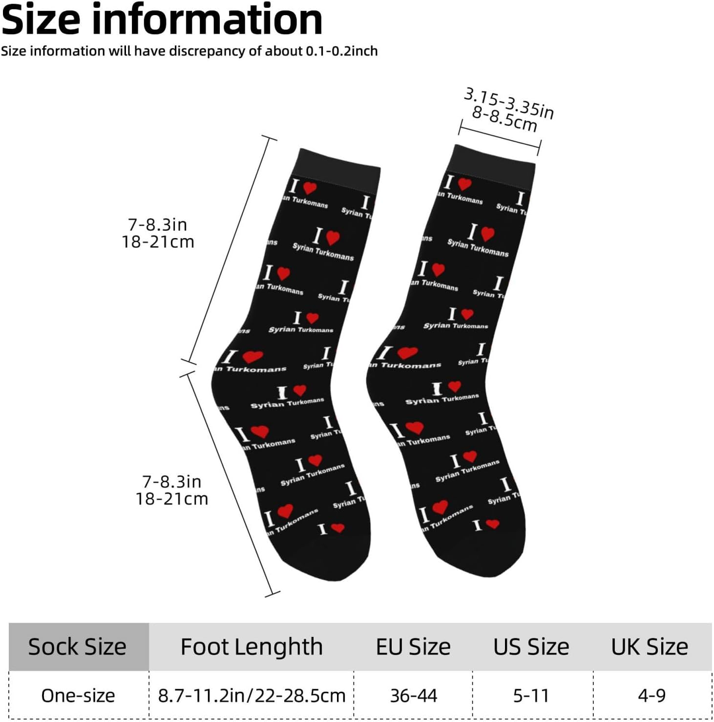 I love Syrian Turkomans Socks For Men Women Sport Crew Athletic Running Wicking Socks