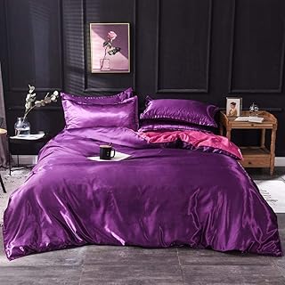 Four-piece bed,Tencel single bed satin pure color nude sleeping summer four-piece set 1.8 bed duvet cover ice silk duvet cover satin silk-Deep Purple Rose_1.8 Four-piece duvet cover 200*230cm