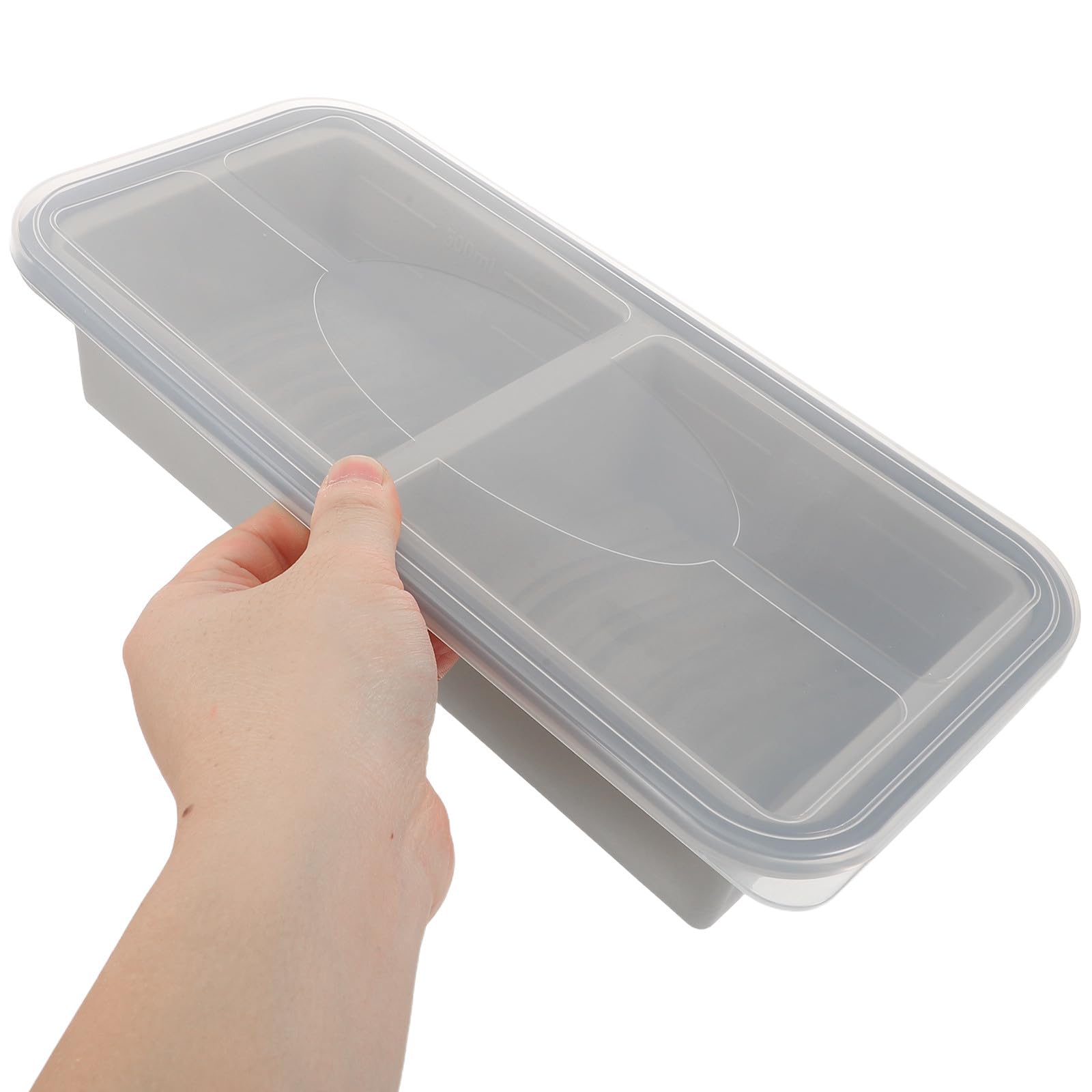 Ipetboom Stampo in Silicone per Gelatina Rettangolare a 2 Scomparti | Coperchio, Bordo con Metallo Integrato, per Raffreddamento e Dolci Festivi