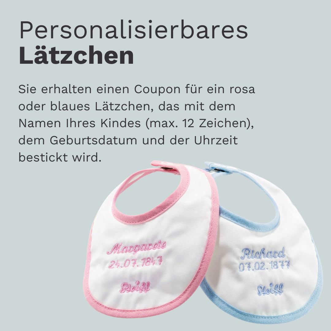 Steiff Kuscheltier Teddybär mit personalisierbarem Latz, Süßes Stofftier, Jungen, Mädchen & Babys ab 0 Monaten, Plüschtier 30 cm, Beige, 241291
