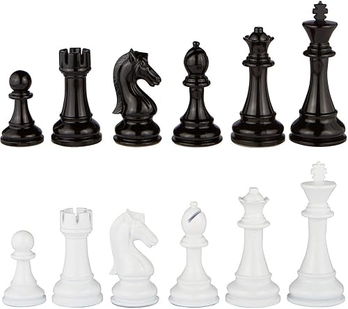 Minerva - Piezas de ajedrez de metal extra pesado en blanco y negro con rey de 4.5 pulgadas y reinas extra, solo piezas, sin tablero