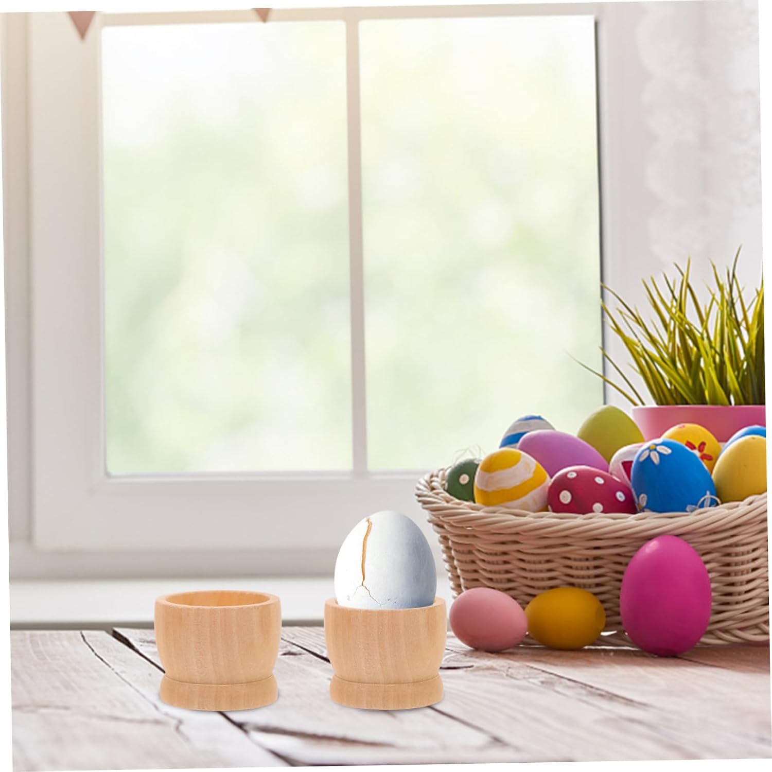 15Pcs Wooden Easter Egg Holders DIY Blank Egg Cups for Creative Decorations for Home Parties Weddings Smooth Surface for Easy Cleaning